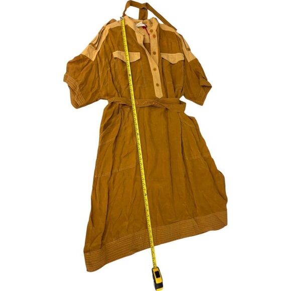 Zara SRPLS Womens Shirt Dress Size L Brown Belted Midi Short Sleeve 3173/431 NWT - Picture 13 of 13